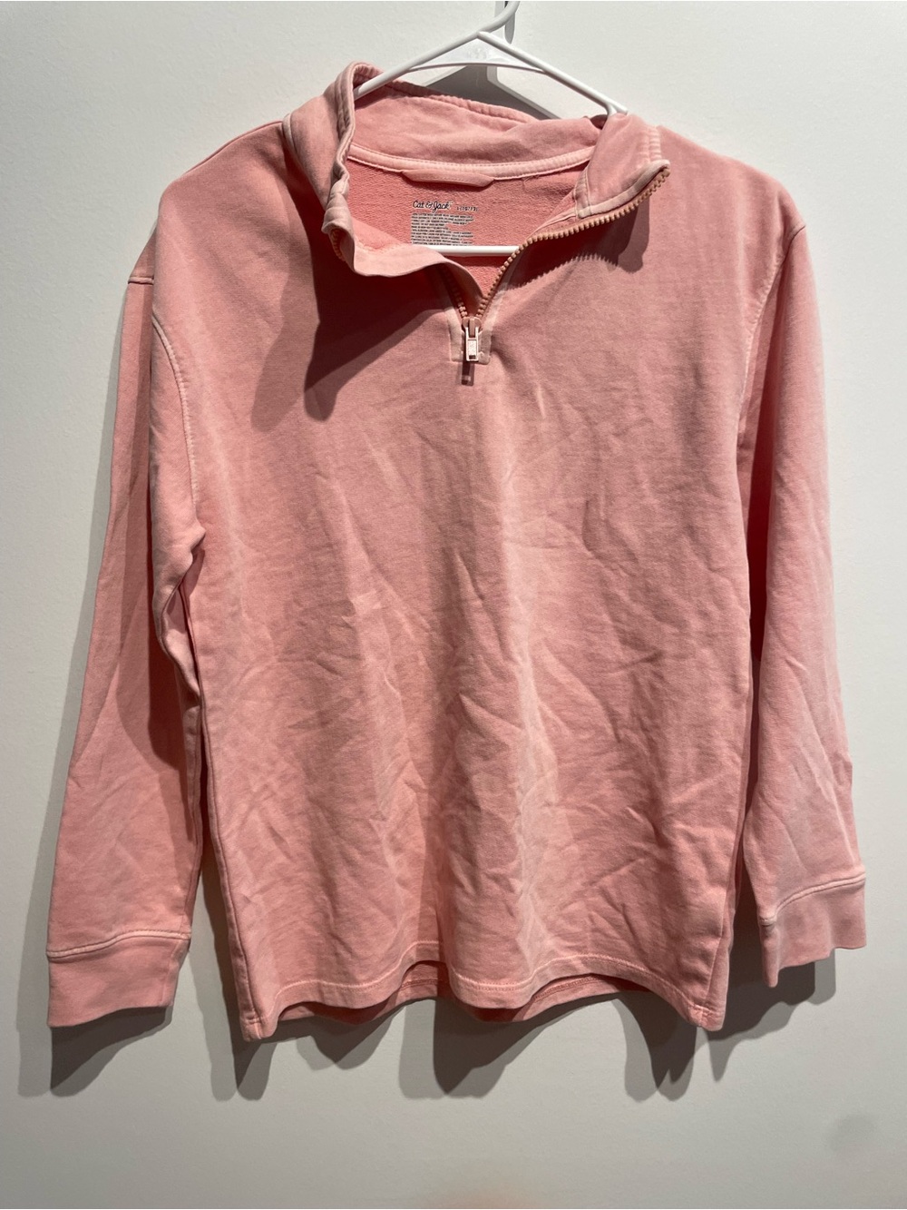 Cat & Jack Boys French Terry Quarter Zip Pullover Sweatshirt Rose Red L(10-12)